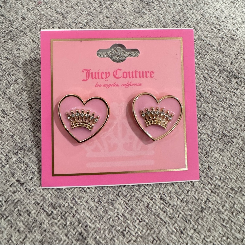 Juicy Couture Pink Heart Crown Earrings NWT